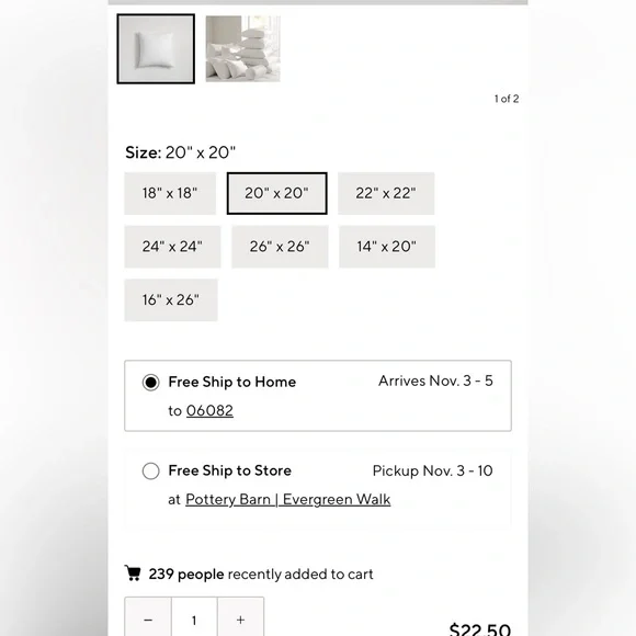 NWOT Pottery Barn 20 x20 down alternative insert - Picture 4 of 5